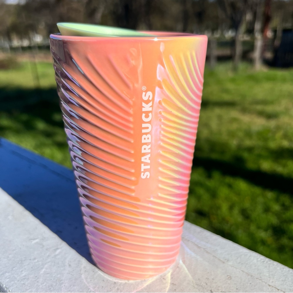 Starbuck 12 oz ceramic coffee traveler, pink